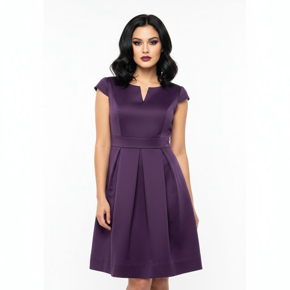 Shoshanna Purple Satin Cap Sleeve V-Neck Dress - Size 8